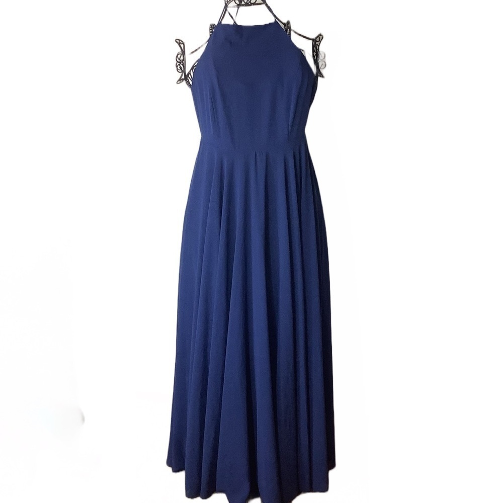 ✨ Lulus Navy Blue Halter Maxi Dress – Flowy & Elegant | Size Small ✨ - Picture 2 of 8